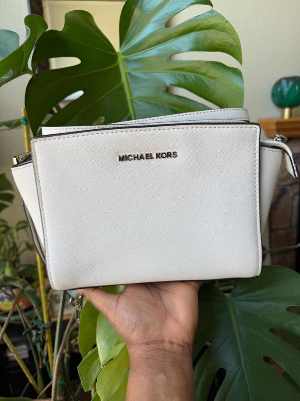 Michael Kors White Saffiano Leather Shoulder Crossbody